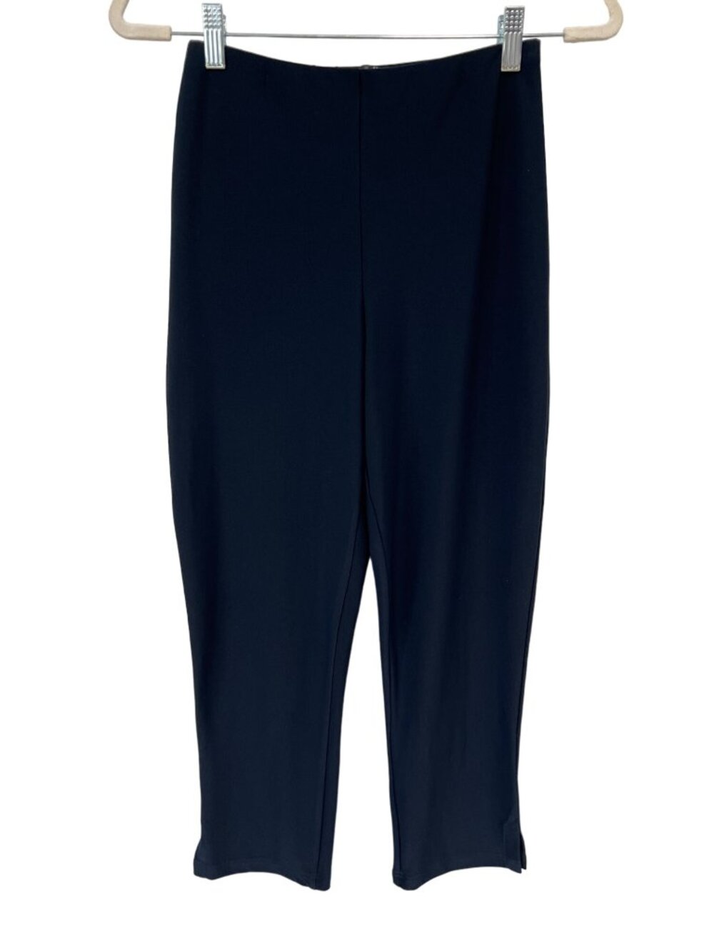 Sympli Pants Size 4 Pull On Cropped Capri Navy Blue Poly Blend Nautical Casual